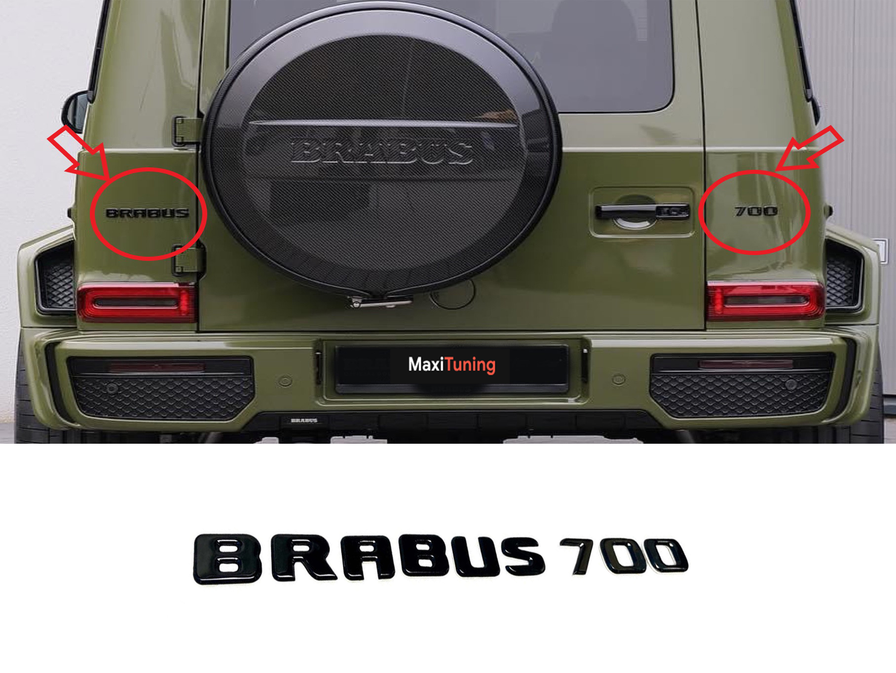 Brabus 700 Gloss Black Badges Emblems Set for Mercedes-Benz W463 W463A W464